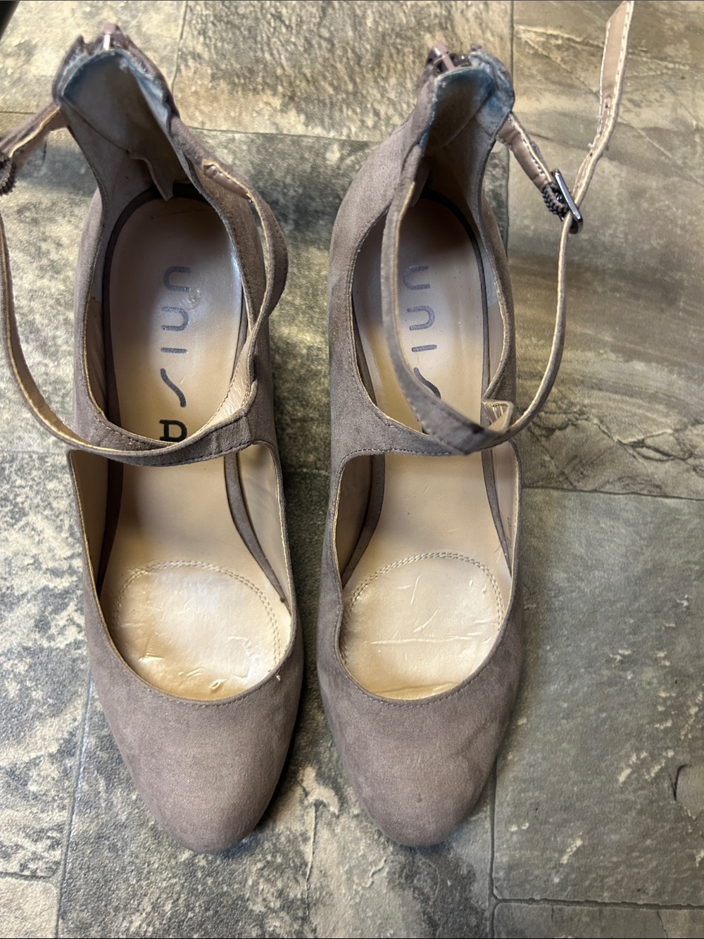 Unisa Blush Patent Pointed Block Heel Pumps